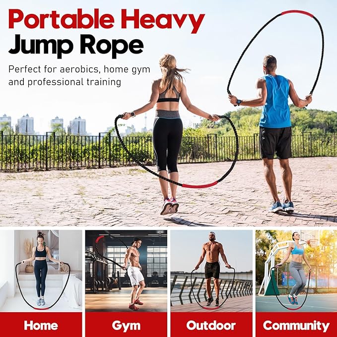 Weighted Jump Rope for Men and Women, 3lb 4lb 5lb Adult Heavy Skipping Rope, Jumprope for Fitness,Workout Equipment, Fitness Equipment for Home Gym Exercise,Improve Strength and Building Muscle