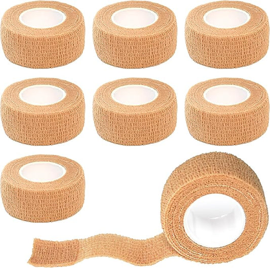 8 Pack 1 in x 5 Yards Cohesive Wrap Self Adhesive Bandage Wrap Elastic Self Adherent Wrap Self Stick Vet Tape for Athletic, Wrist, Ankle, Knees, Pets (Skin Color)