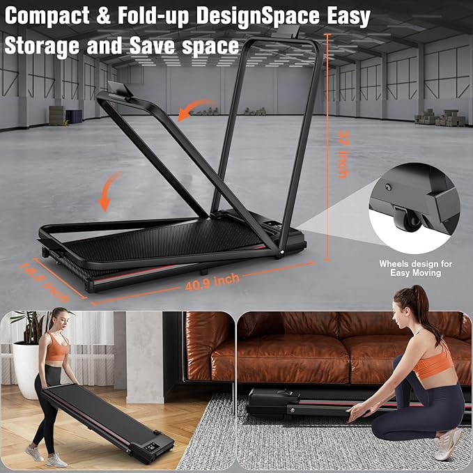 7.8MPH Incline Treadmill for Home, Walking Pad with Handle Bar, Under Desk Compact Treadmill with 350 Lbs Capacity, LED Display & APP, Remote Control, 3.0HP