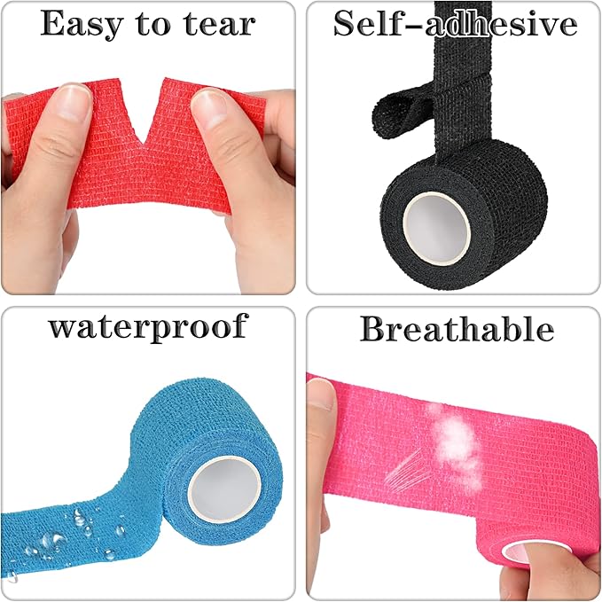 8 Pack 2 in x 5 Yards Cohesive Wrap Self Adhesive Bandage Wrap Elastic Self Adherent Wrap Self Stick Vet Tape for Athletic, Wrist, Ankle, Knees, Pets (Pink)