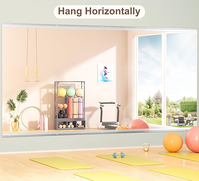 Hasipu Home Gym Mirror 83" L x 39" W - 1PC Large Full Body Mirror for Yoga, Wall-Mounted Mirrors for Fitness, Garage, Dance Studio, 0.16in Tempered Glass Frameless