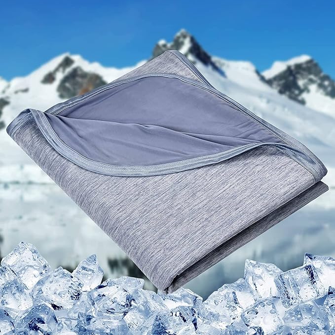 HOMFINE Cooling Blankets for Hot Sleepers - Summer Blanket Thin Lightweight Breathable Soft Double Side Enhanced Cooling for Bed Couch Sofa, Keep Cool for Night Sweats (Blue, 108 x 90 inches)