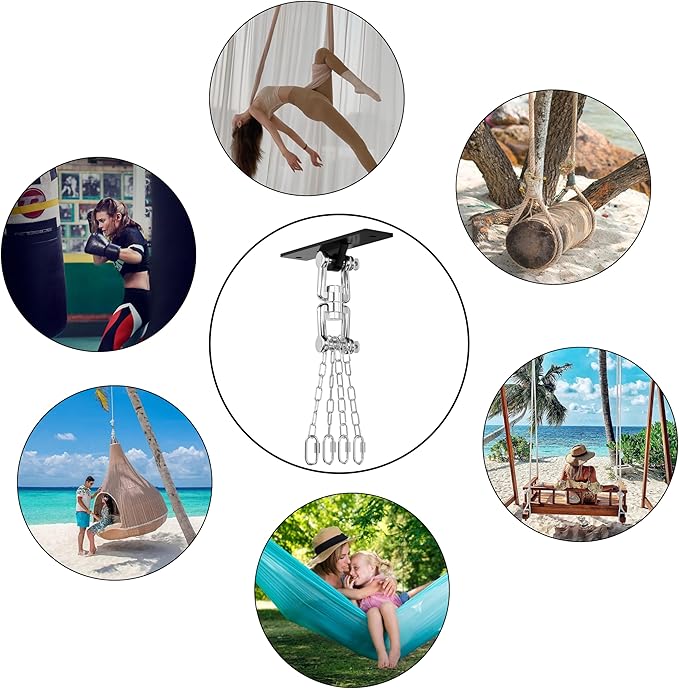 Heavy Bag Hanger,Punching Bag Mount Hanger Bracket,Ceiling Mount Hook 360°Rotation Wood Beam Holder Body Weight Strength Training Systems,Suitable for Swings and sandbags(900 LB Capacity)