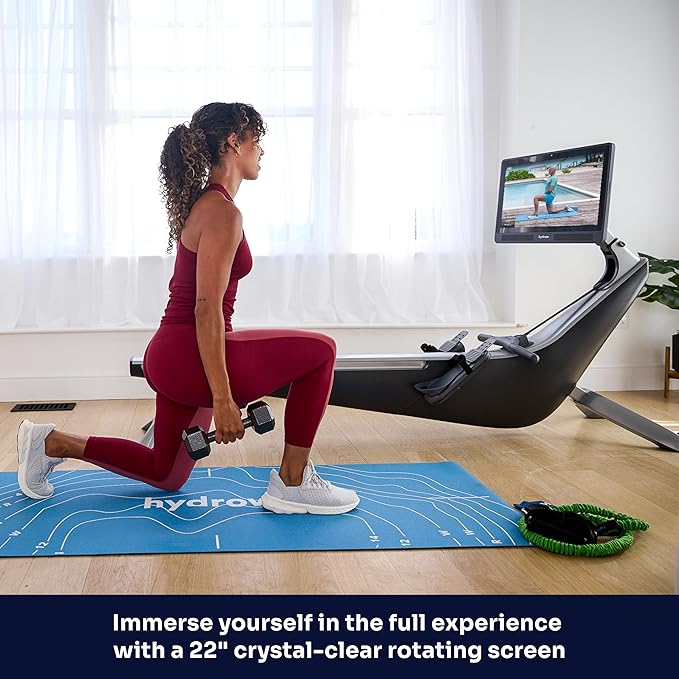 Hydrow Pro Rowing Machine with Immersive 22" HD Rotating Screen - Stows Upright | Live and On-Demand at-Home Workouts, Membership Required