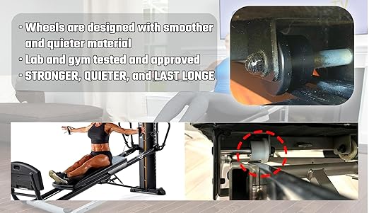 4-Pack Universal Gym Machine Roller Wheels - Heavy-Duty Black Plastic Rollers for Multi-Model Home Fitness Equipment, Direct Replacement for Worn Exercise Machine Components