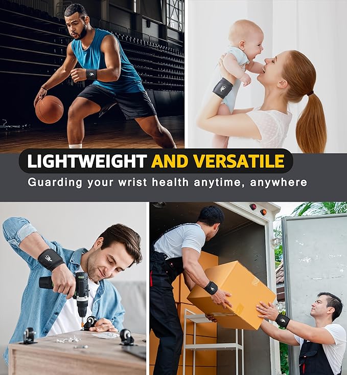 HiRui Wrist Compression Strap Wrist Brace Wrist Wraps for Fitness, Weight Lifting, Tendonitis, Carpal Tunnel Arthritis, Pain Relief, Great Support for Men Women, Adjustable (2 PCS)