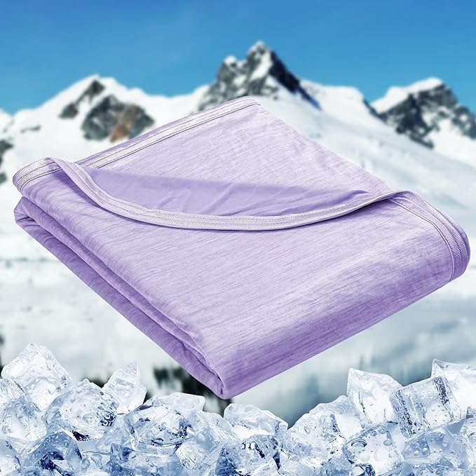 HOMFINE Cooling Blankets for Hot Sleepers - Summer Blanket Thin Lightweight Breathable Soft Double Side Enhanced Cooling for Bed Couch Sofa, Keep Cool for Night Sweats (Purple, 90 x 90 inches)
