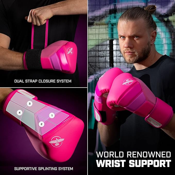 Hayabusa T3 Boxing Gloves for Men and Women Wrist and Knuckle Protection, Dual-X Hook and Loop Closure, Splinted Wrist Support, 5 Layer Foam Knuckle Padding