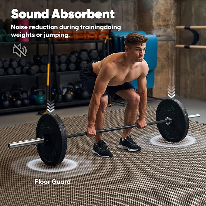 Home Gym Mat, Puzzle Exercise Mat, EVA Interlocking Foam Floor Tiles for Home Workout Equipment and Kids' Play Areas - Blue, 24 in x 24 in x ½ in - (Brown, 12 Pack (48 SQ FT))