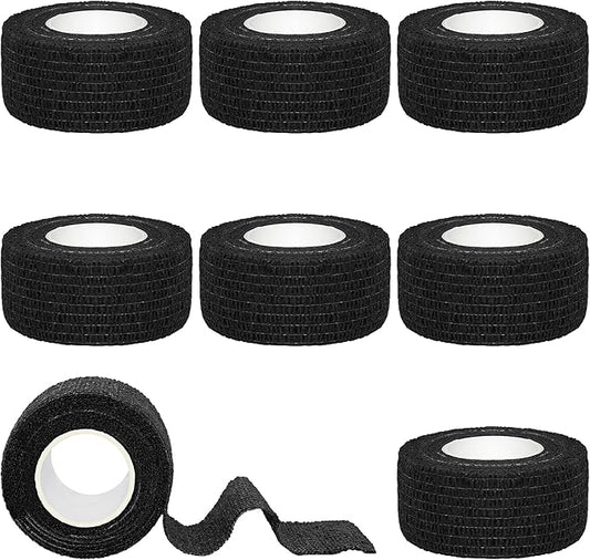 8 Rolls 1” Cohesive Bandage Self Adherent Bandage Wrap Breathable Vet Tape Elastic Adhesive Bandage for Sports, Wrist, Ankle, Tattoo Wraps(Black)