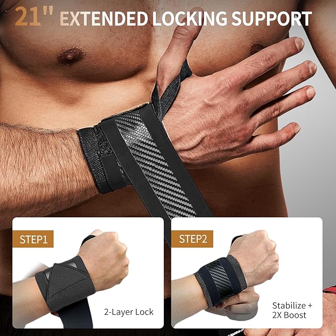 Jaffick Double-Layer Reinforced Wrist Wraps for Weightlifting - Men & Women, Thumb Loop Design for Powerlifting, Crossfit, Bodybuilding, Deadlifting - Fits Both Hands
