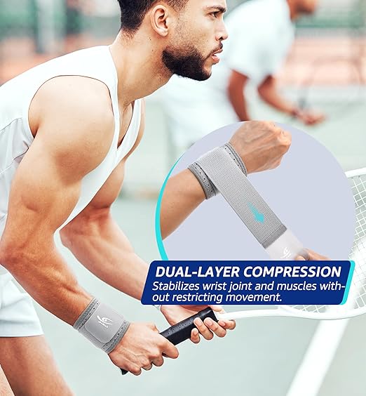 HiRui Wrist Brace (2 PCS) - Adjustable Compression for Carpal Tunnel Arthritis Tendonitis Sprain Pain Relief | Wrist Support Wrist Wraps for Both Hands, Ideal for Sports & Gym Workouts (Gray)