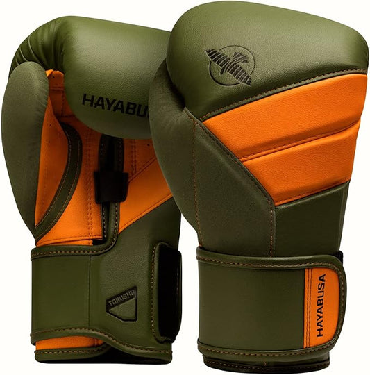Hayabusa T3 Boxing Gloves for Men and Women Wrist and Knuckle Protection, Dual-X Hook and Loop Closure, Splinted Wrist Support, 5 Layer Foam Knuckle Padding
