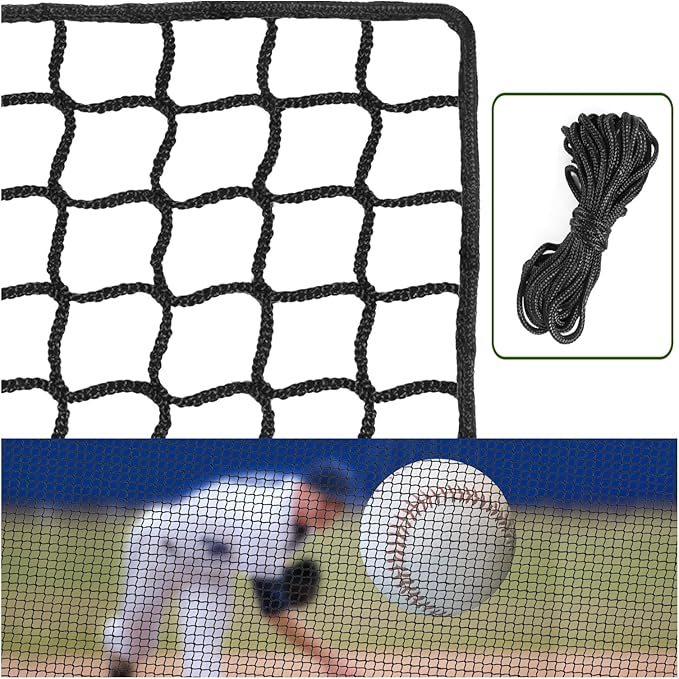 Heavy Duty Baseball Softball Backstop Nets - 33FT Rope Sports Netting Barrier for Basketball Soccer Lacrosse Hockey