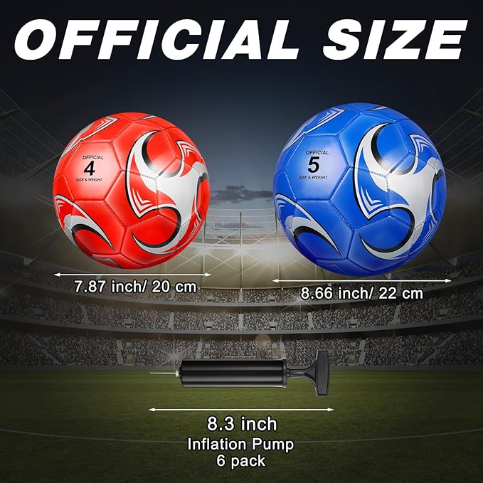 6 Pcs Operation Christmas Soccer Ball Bulk with Pump Needles, Size 3 4 5 Deflated Soccer Ball Gift for Youth Adult Game Training Practice Christian Charity Donation Supplies