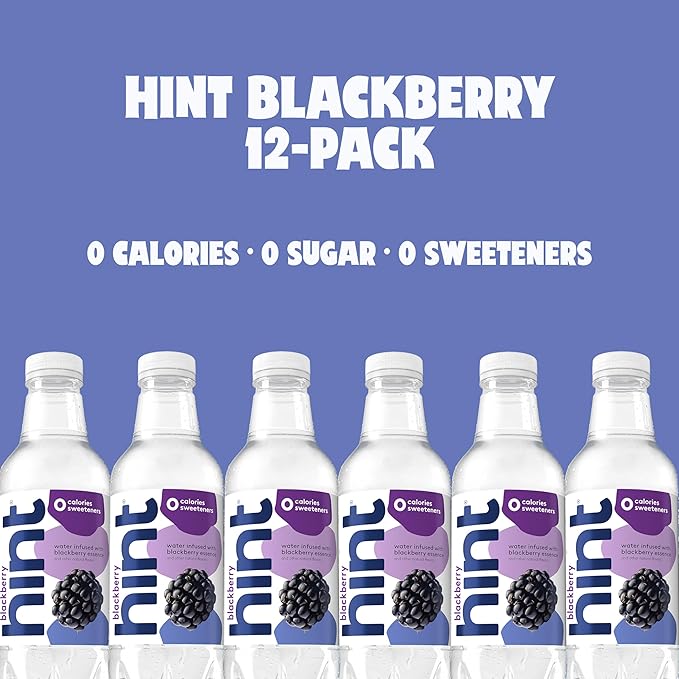 Hint Bottled Water, Blackberry and Cherry- Purified Flavored Water with Zero Calories, Sugar Free, Natural Flavors - 16 Fl Oz (Pack of 24)
