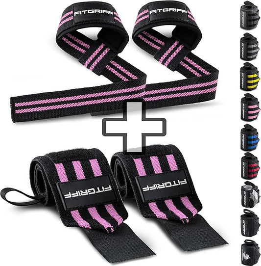 Fitgriff® Lifting Straps & Wrist Wraps (Bundle) Superior Support for Weightlifting & Gym Workouts - for Men and Women