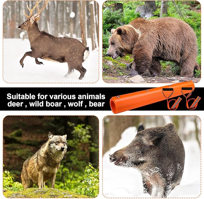 2 Pcs Deer Drag Sleds Deer Sled Game Hauler with 2 Pcs Heavy Duty Drag Strap for Duck Hunting Ice Fishing Accessories Rope Pulling Harness for Hunting Gift