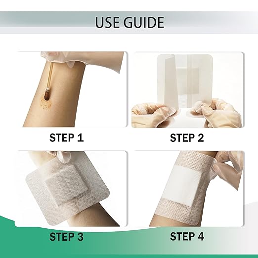 4X6 Inches Sterile Adhesive Island Wound Dressing Bandages - Extra Large Non Woven Cover with Bordered Gauze Pads, 25 Individually Pack, High Absorbent, Medical Grade by QICHUANG(4X6 INCHES - C25)