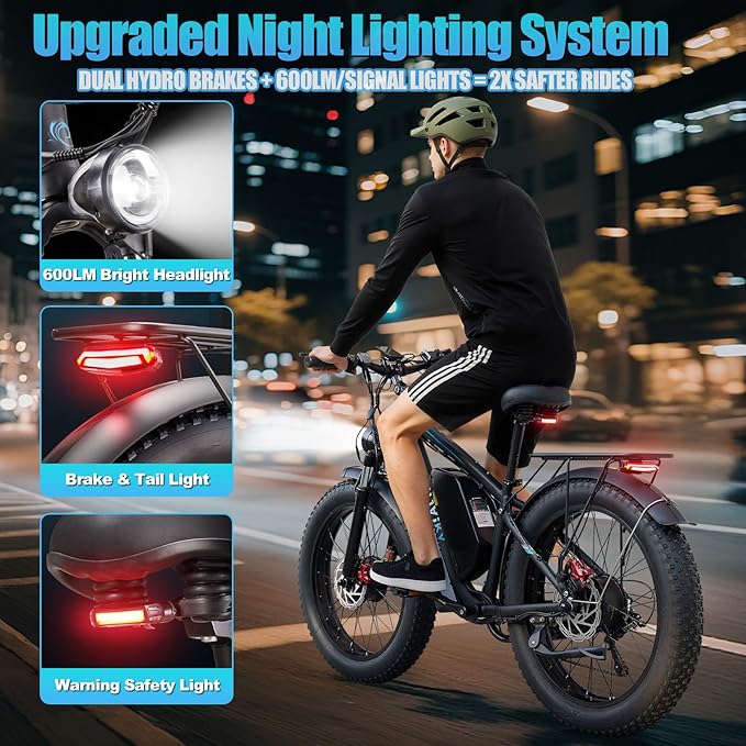 6000W Dual Motor Electric Bike for Adults - 58V Max-Output 1856Wh Fast Ebike with 47 MPH,Up to 105 Miles,24" Fat Tire Hydraulic Disc Brake Electric Bicycle,Off-Road Snow Mountain Commuter E-Bike