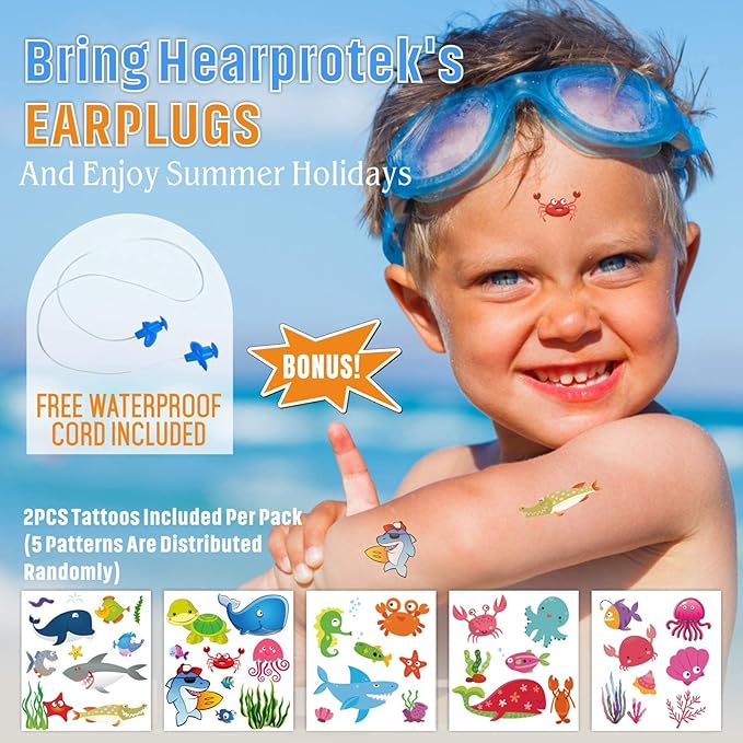 Hearprotek 2 Pairs Swimming Ear Plugs for Kids, Soft Reusable Water earplugs for Kids Swimming Bathing and Other Water Sports