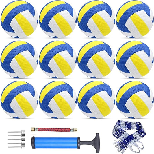 6 Pack Official Size 5 Volleyball Balls Volley Ball of Synthetic Leather,Includes Ball Pump and Net Bag,Competition Volleyball for Indoor Outdoor…