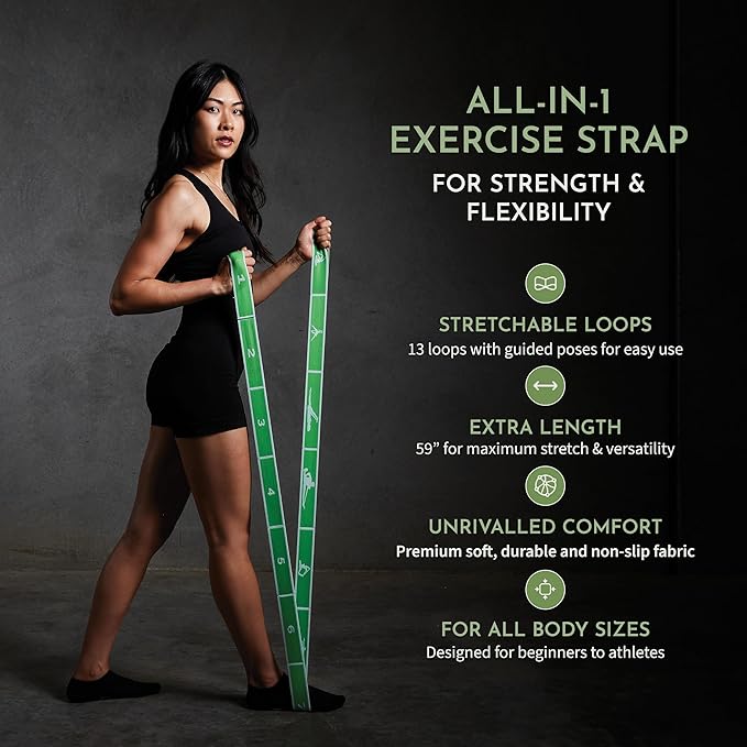 Stretching Strap Set of 3, Stretch Straps with Loops for Yoga, Pilates, Dance, Physical Therapy, 3 Resistance Bands, Stretch Bands for Exercise, Flexibility, Yoga Straps for Stretching