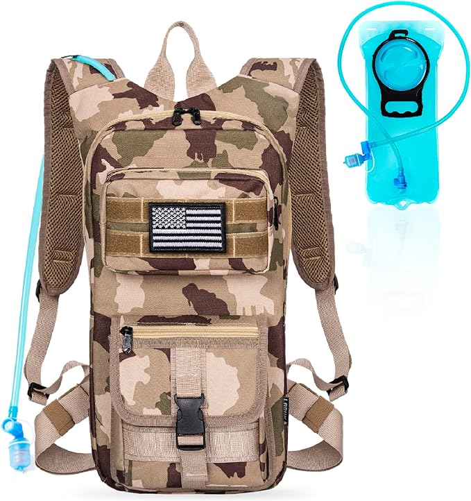 Hydration Backpack, Tactical Molle Water with 2L TPU Water Bladder, for Men Women Lightweight Water Backpack, Hydration Pack for Hiking, Biking, Climbing and Hunting