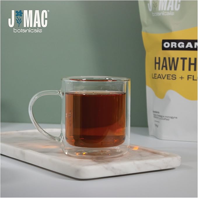 J MAC BOTANICALS Organic Hawthorn Leaves and Flower (8 oz) Dried Hawthorne leaf tea