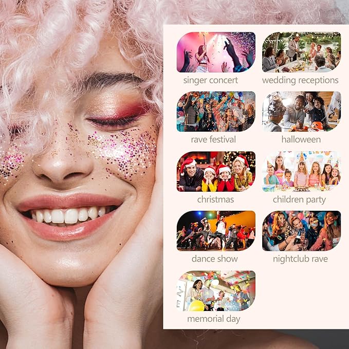 6PCS Red Face Body Glitter Gel，Holographic Chunky Sequins Body Glitter Paint for Party Singer Concerts Music Festival Rave Accessories for Girls Women Face Body DIY Sparkling Makeup