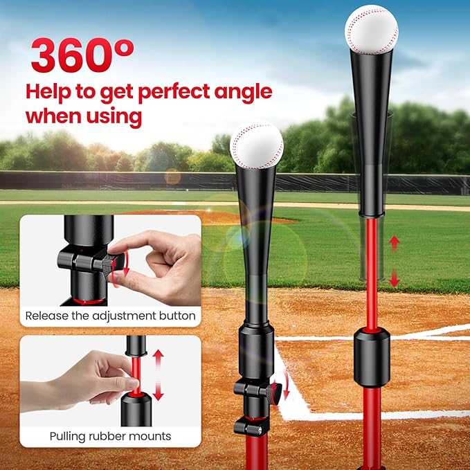 2025 New Upgrade Portable Batting Tee for Baseball/Softball,23.23 to 40.16 Inch Baseball Tee for Kids,Batting Tee,Softball Tee,Youth Hitting Tee,Teeball Tee,Travel Tee,Easy Adjustable Height
