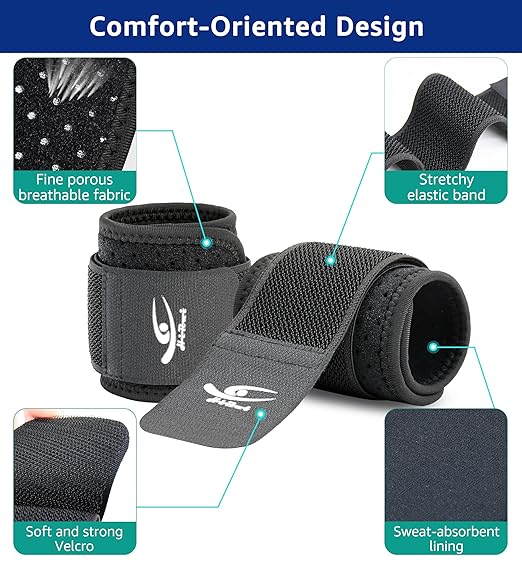 HiRui Wrist Brace (2 PCS) - Adjustable Compression for Carpal Tunnel Arthritis Tendonitis Sprain Pain Relief | Wrist Support Wrist Wraps for Both Hands, Ideal for Sports & Gym Workouts (Black)