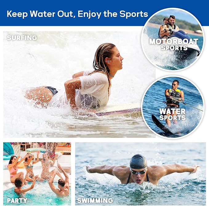 Hearprotek Swimmer Ear Plugs, [2 Pairs] Custom-fit Water Protection Adult Swimming earplugs for Swimmers Pool Shower Bathing and Other Water Sports(Blue&Green)