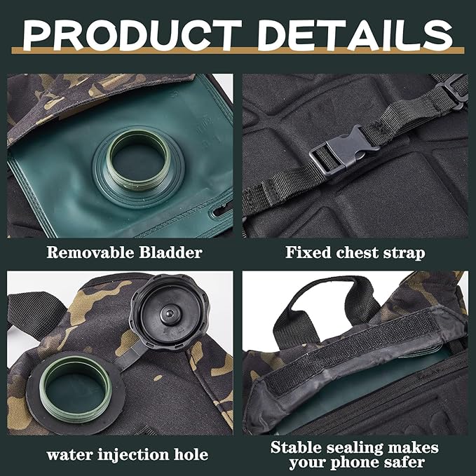 4 Pack Tactical Hydration Backpack with 3L Water Bladder Military Daypack Water Backpack Lightweight Hydration Back Pack for Running Cycling Climbing Hiking for Men Women