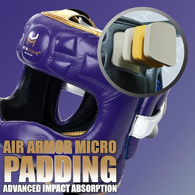 HIT N MOVE® Air Armor Face Saver Boxing Headgear, Lightweight Protective Gear for MMA, Kickboxing, Martial Arts, Training & Sparring and Combat Sports