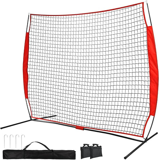 7x7/16x10/20x10ft Ball Backstop Net,Fix Ball Stop Net by 4 Spike&2 Sandbag,Sports Net Barrier with Handbag,Lacrosse Net Backstop for Softball,Basketball,Hockey Train,Baseball Net Barrier for Backyard