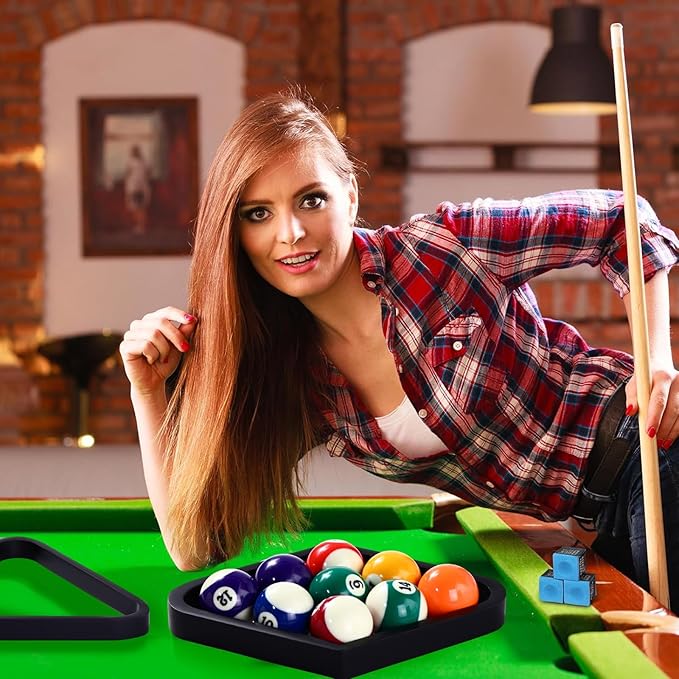 31 Pcs Billiard Accessory Kit Billiard Pool Table Balls with Triangle and Diamond Ball Holder Cue Chalks Pool Table Brush Set