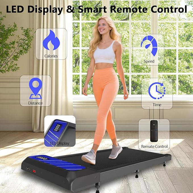 2.5HP Walking Treadmill Pad Incline, Under Desk Treadmill with Remote, 3 in 1 Low Noise Small Walking Mini Pad with Led Screen, Compact Treadmills for Home, 265lbs Capacity