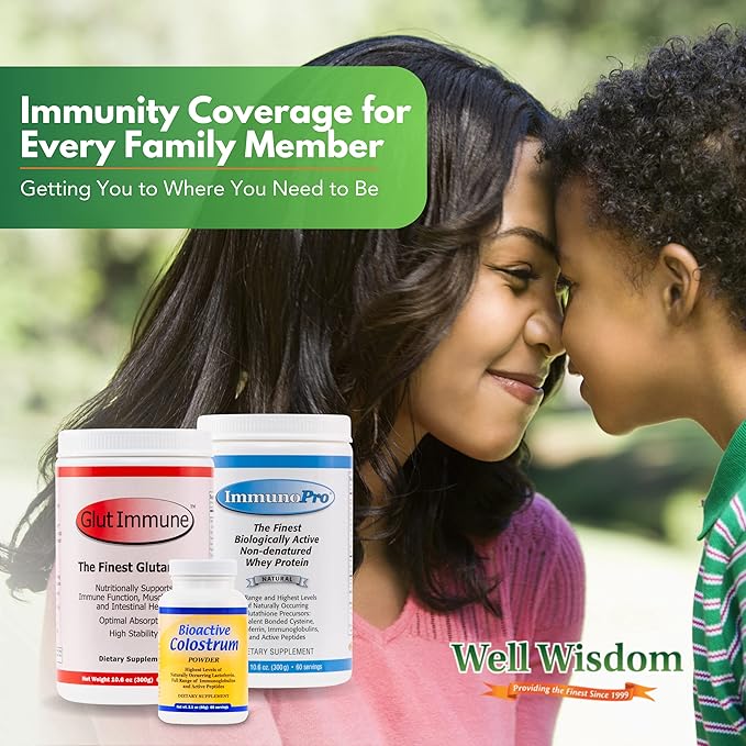 ImmunoPro The Finest Grass-Fed Whey Protein Powder 300g for Immune Systems Well Wisdom, Clean, Unflavored Whey Protein Powder Concentrate, Grassfed, Non-GMO, Hormone-Free