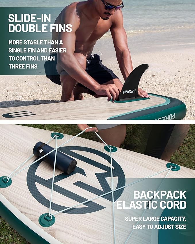 Inflatable Paddle Board 11 '* 34 "* 6" Extra Wide Sup Board, 420lb Capacity Paddle Board for Adults, Suitable for Sea and Lakes, 2+1Family Board