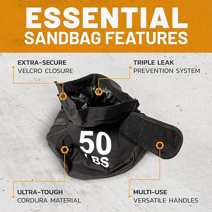 Sandbags for Working Out [Bells of Steel] Workout Sand Bag, Strongman, Commercial and Home Gym Sand Bags for Weight Training with Handles for Fitness