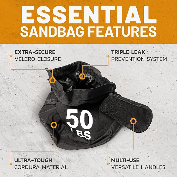 Sandbags for Working Out [Bells of Steel] Workout Sand Bag, Strongman, Commercial and Home Gym Sand Bags for Weight Training with Handles for Fitness