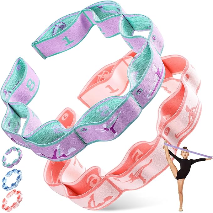 Stretch Strap for Kids Elastic Gymnastics Stretching Ballet Dance Band with 8 Loops Adjustable Exercise Training Resistance Strap for Children Stuff Pilates Latin Yoga Equipment