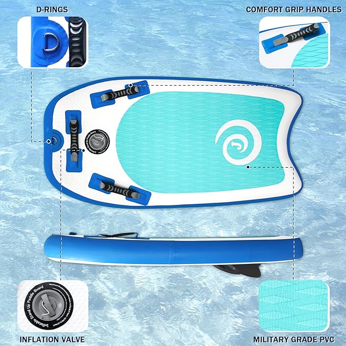 Inflatable Bodyboard Lightweight Portable 40" Body Board for Adults and Kids Surfboards Body Boards for Beach River