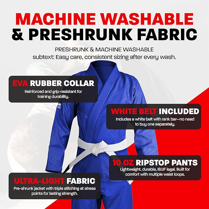 Hawk Sports Brazilian Jiu Jitsu Gi for Men and Women with Jacket, Pants, and White Belt for Martial Arts Training