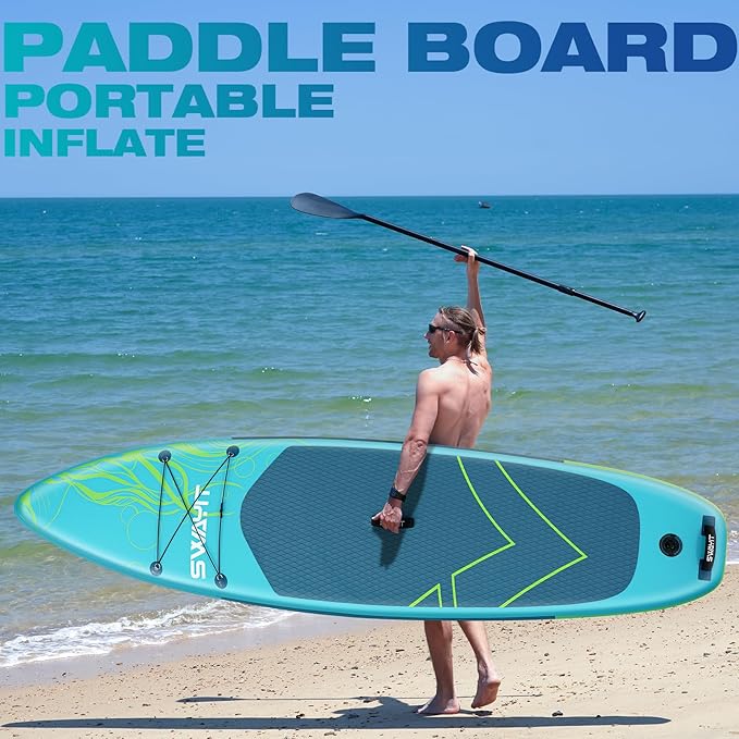 Inflatable Stand Up Paddle Board – Durable SUP for Adults & Youth,33" Wide Blow Up Paddle Board with Paddle, Pump, Backpack,Leash – All Around Stable for All Skill Levels, Carries up to 450 lbs