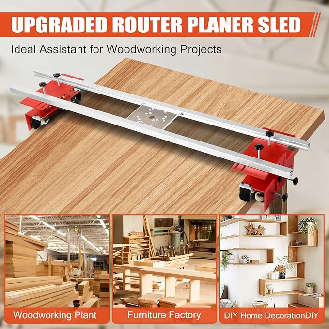 Howaoo Router Sled, Portable and Easy to Adjust Slab Flattening Jig, 60 inches Router Sled for Flattening Slabs, Trimming Planing Machine for Wood Flattening, Home DIY