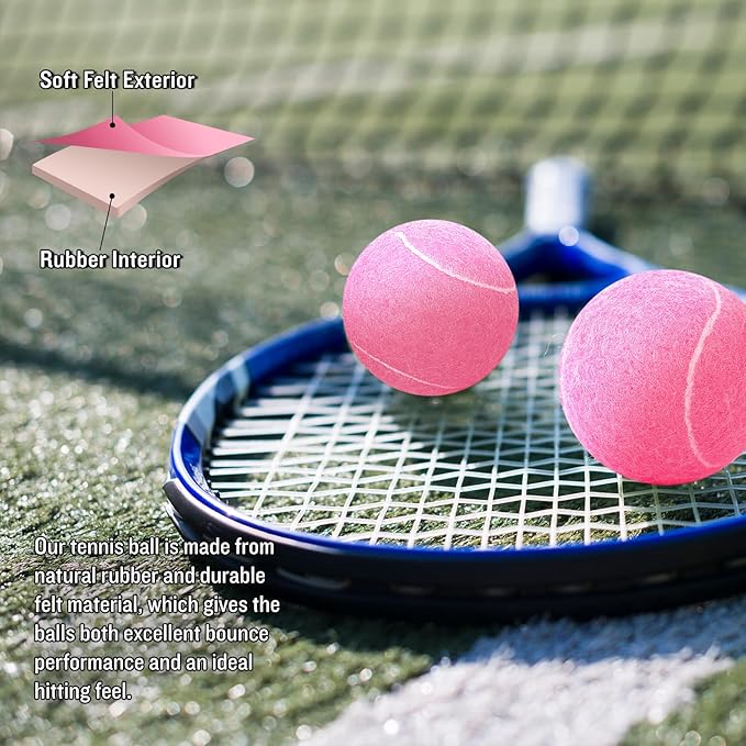 60 Pack Tennis Balls, Training Tennis Balls, Pet Dog Playing Balls, Practice Tennis Balls with Mesh Bag for Transport and Beginner Training