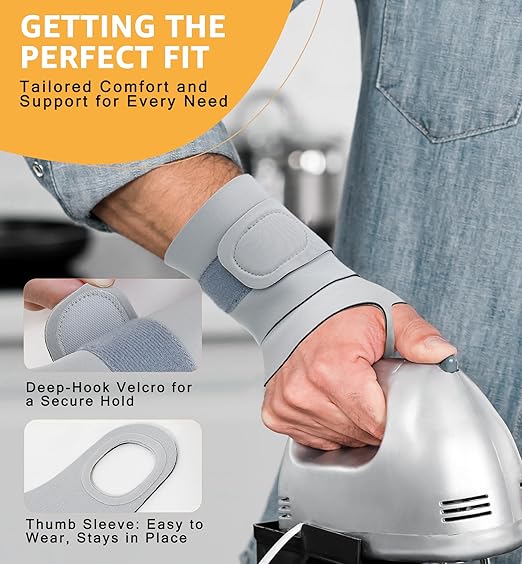 2 Pack Thin Compression Wrist Brace for Men & Women, Adjustable Elastic Wrist Support for Carpal Tunnel Arthritis Tendonitis Sports Pain Relief, Soft & Comfortable Day/Night Wrist Wraps (Gray)