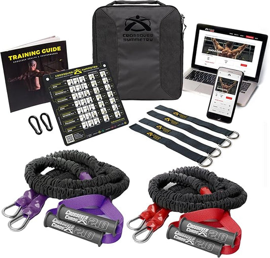 Crossover Symmetry Shoulder System Includes Two Sets of Resistance Bands Attachments Training Guide Exercise Chart Online Workouts for Home Fitness Rehab Rotator Cuff Exercises